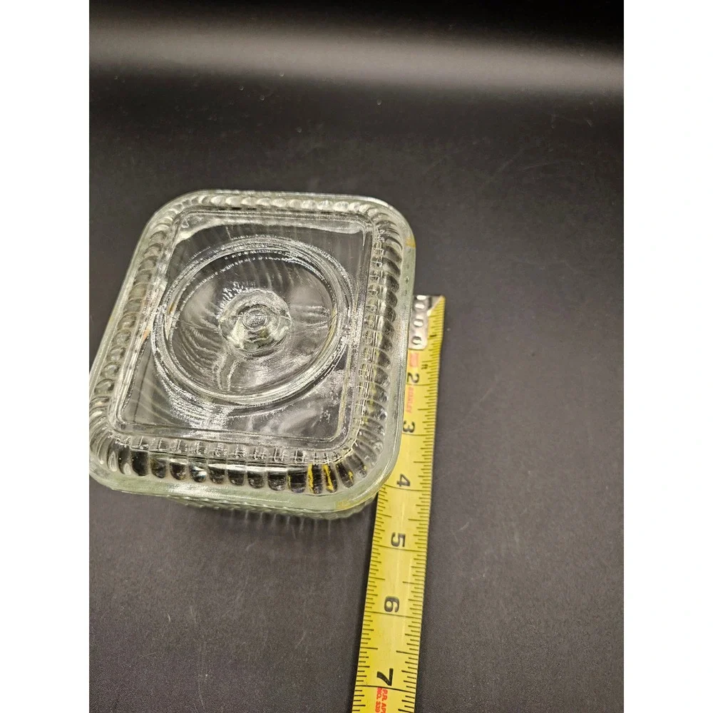 Vintage Clear Ribbed Glass Refrigerator Dish Rectangular Storage Containe Lid XX
